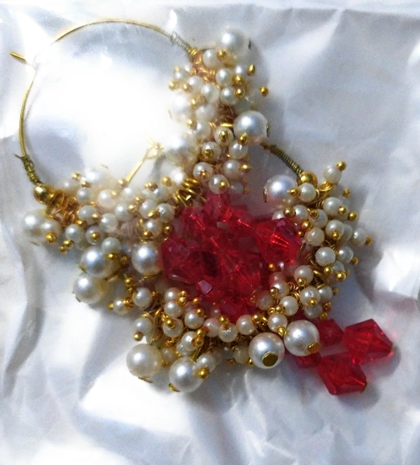 NIBRAS Crystal Seed Dangling Hoop Earrings - B09JKTDTF1, 15gm, 6.5cm x  5.5cm x 1.5
